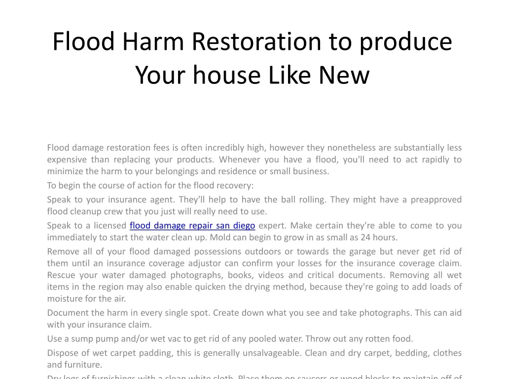 flood harm restoration to produce your house like new