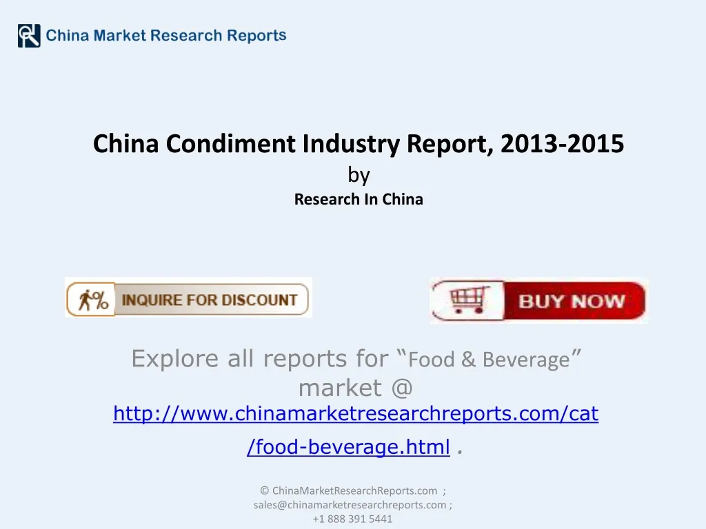 china condiment industry report 2013 2015 by research in china