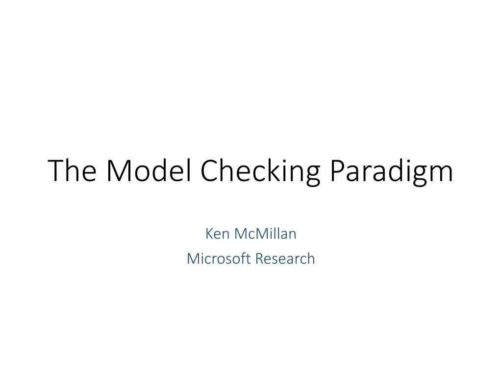 the model checking paradigm