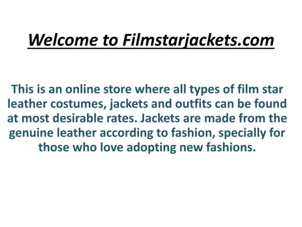 Welcome To The Film Star Jackets