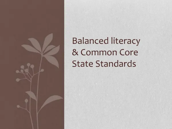 Balanced literacy Common Core State Standards