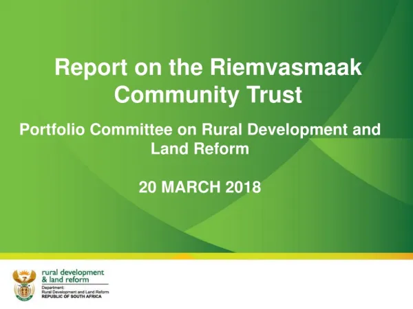 Report on the Riemvasmaak Community Trust