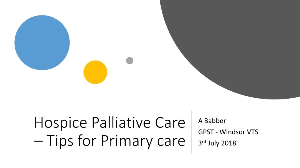 hospice palliative care tips for primary care