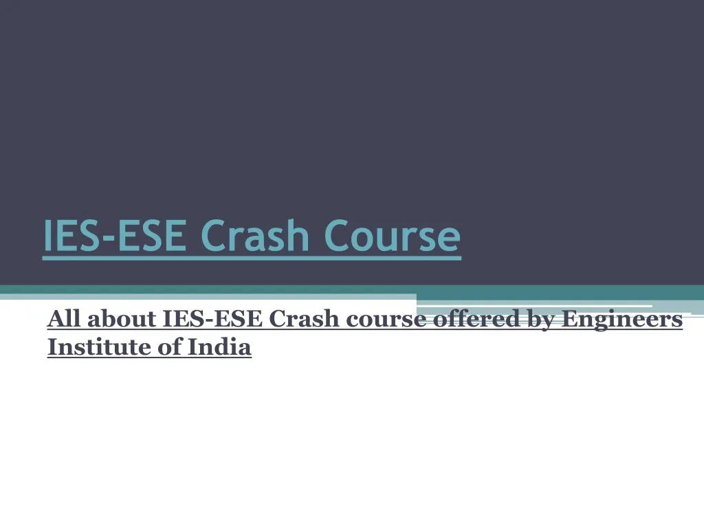 ies ese crash course