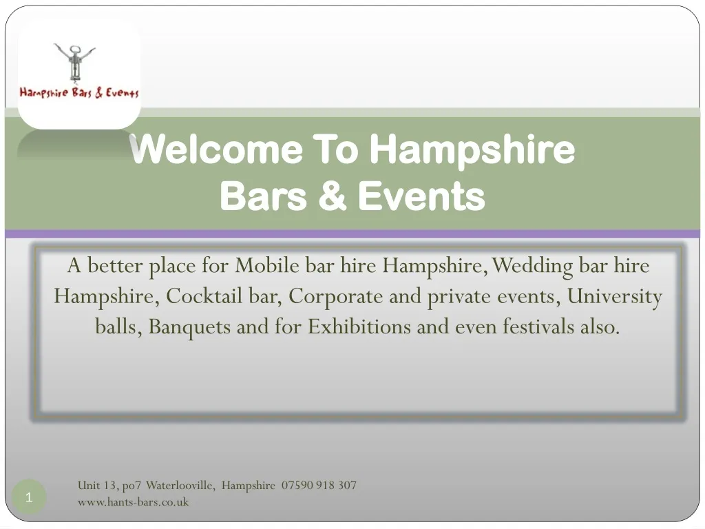 welcome to hampshire bars events
