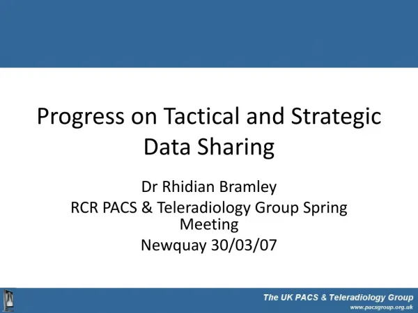 Progress on Tactical and Strategic Data Sharing
