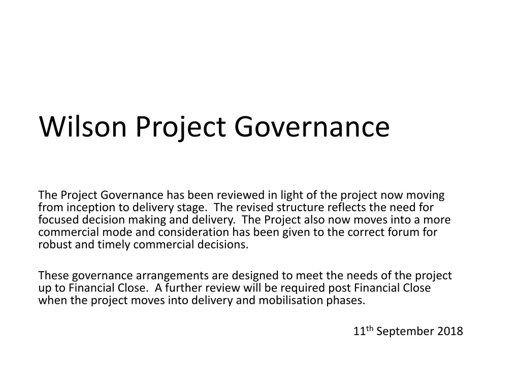 wilson project governance