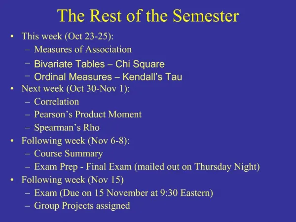 The Rest of the Semester