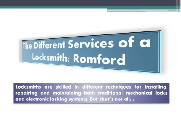 The Different Services of a Locksmith: Romford