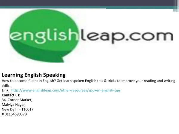 Learning English Speaking