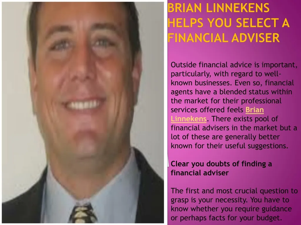 brian linnekens helps you select a financial adviser
