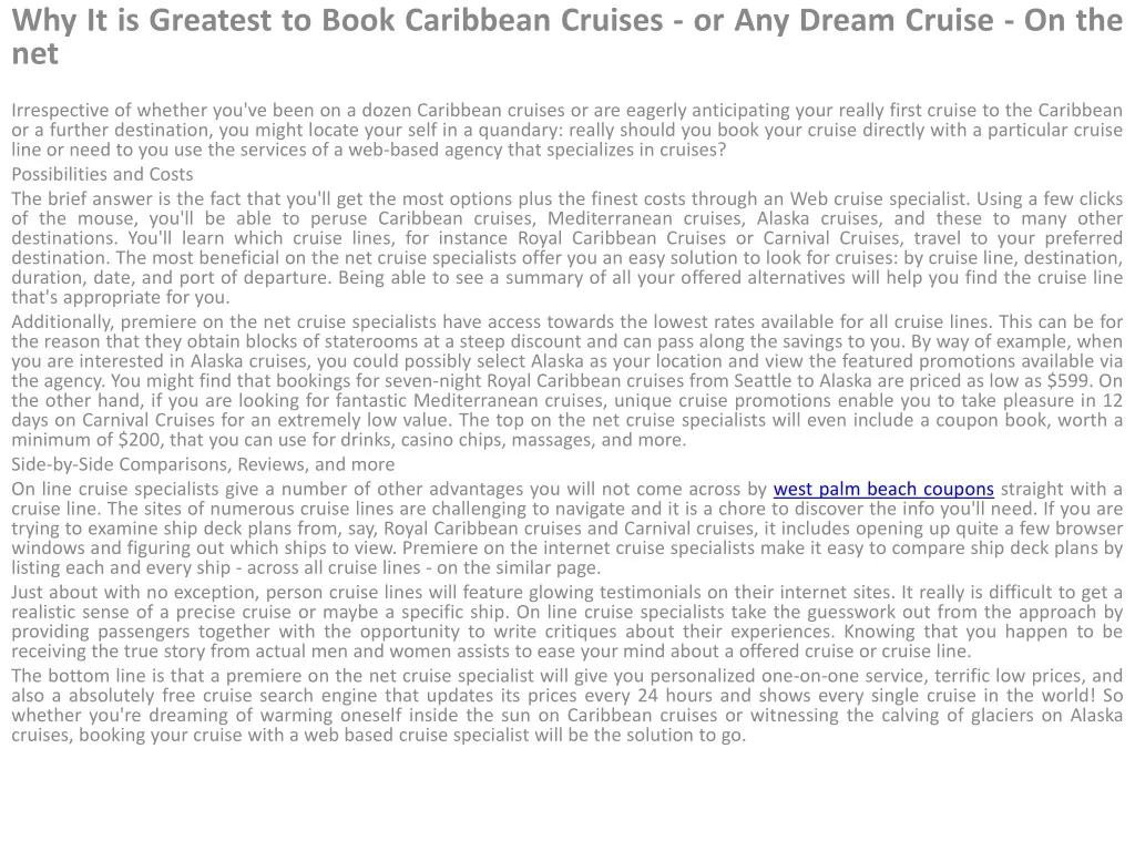 why it is greatest to book caribbean cruises