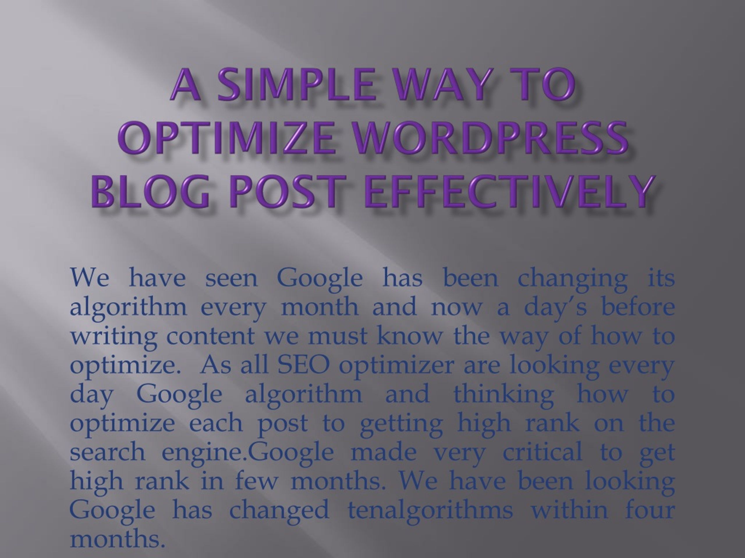 PPT - A simple way to optimize WordPress blog post effectively ...