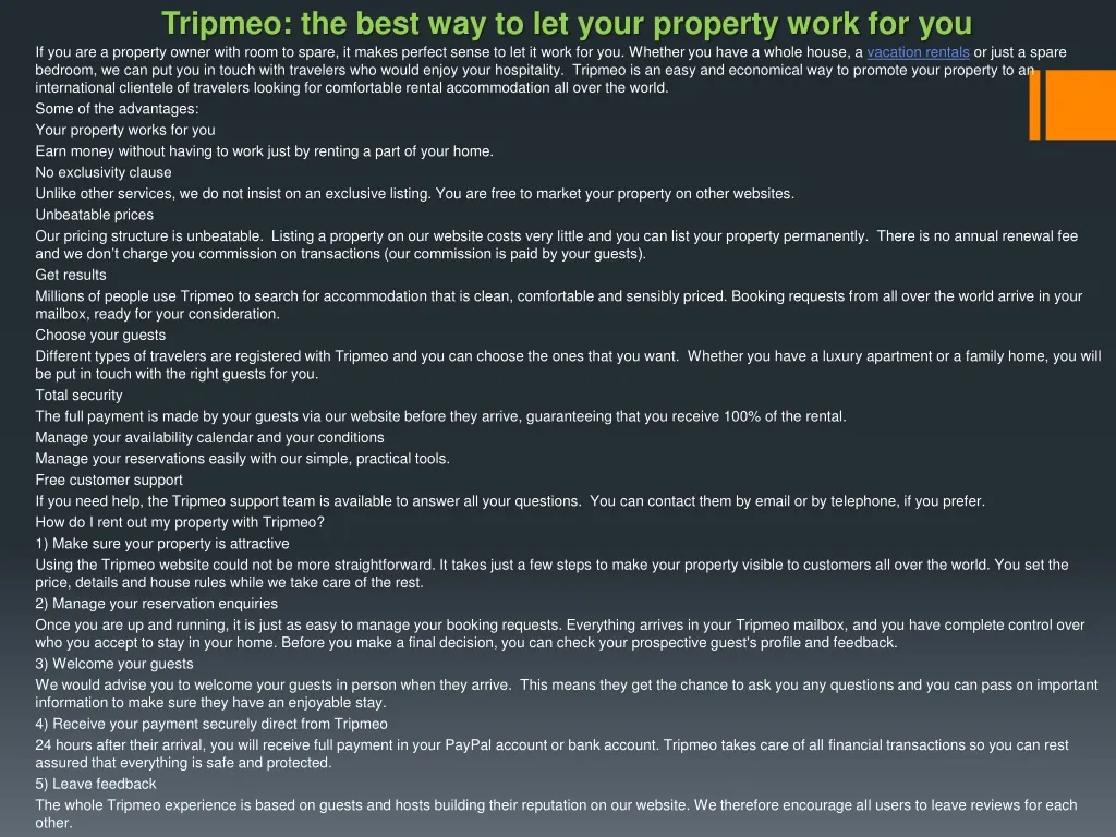 tripmeo the best way to let your property work for you