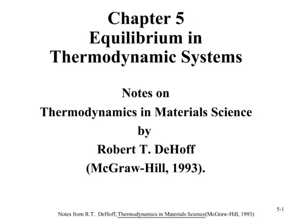 Chapter 5 Equilibrium in Thermodynamic Systems