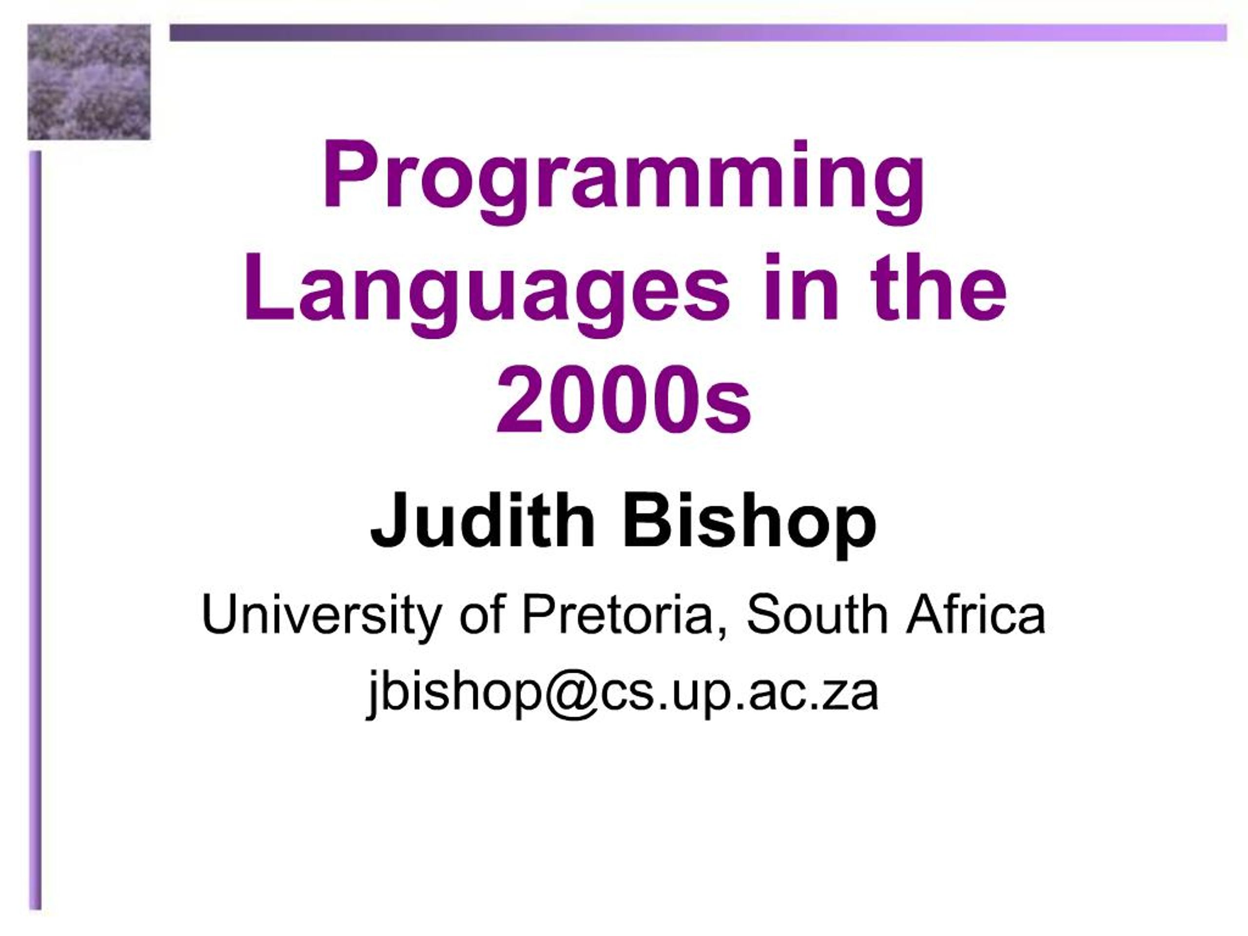 PPT - Programming Languages in the 2000s PowerPoint Presentation, free ...