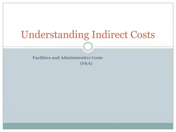 Understanding Indirect Costs