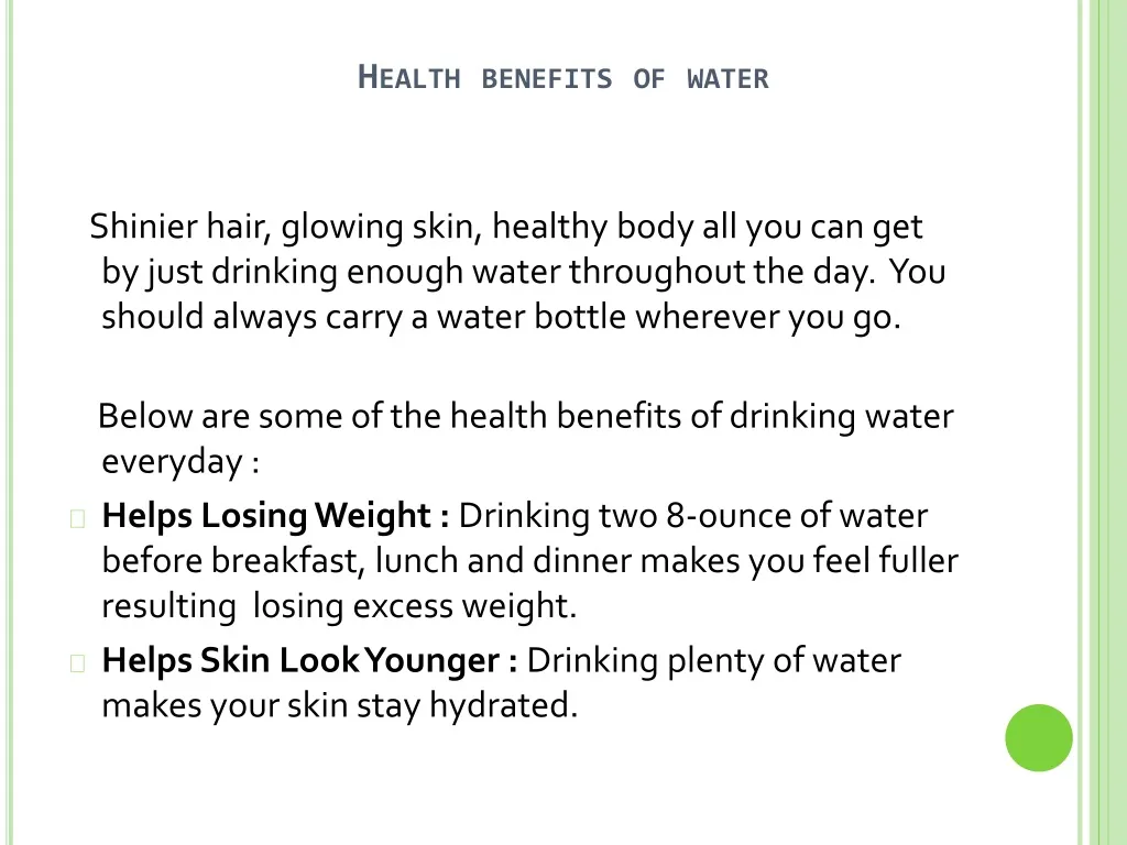 health benefits of water