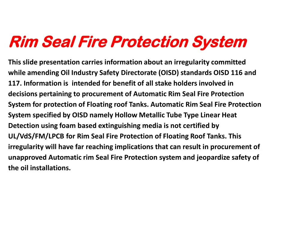 rim seal fire protection system this slide