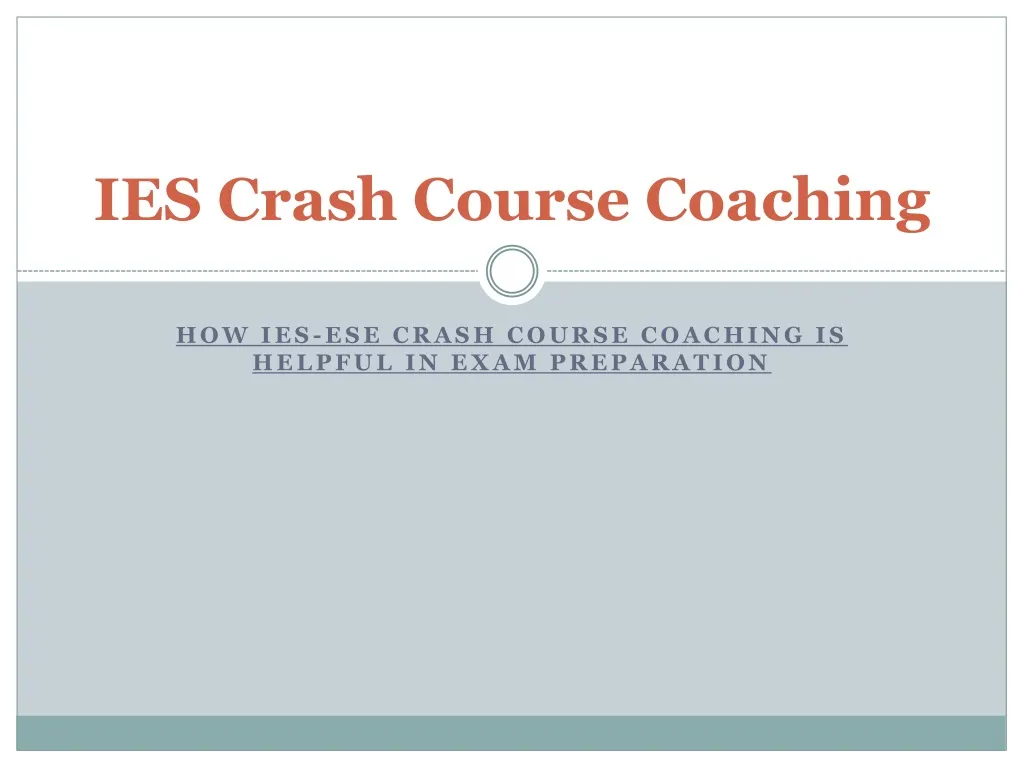 ies crash course coaching