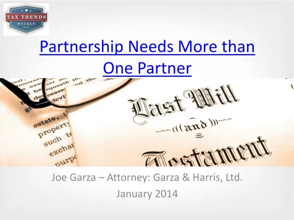 Partnership Needs More than One Partner - Joe Garza Attorney