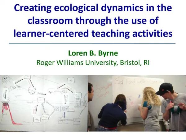 creating ecological dynamics in the classroom through the use of learner-centered teaching activities