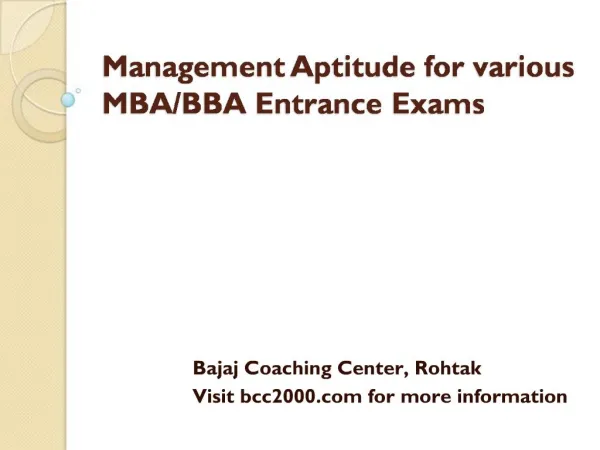 Management Aptitude for various MBA