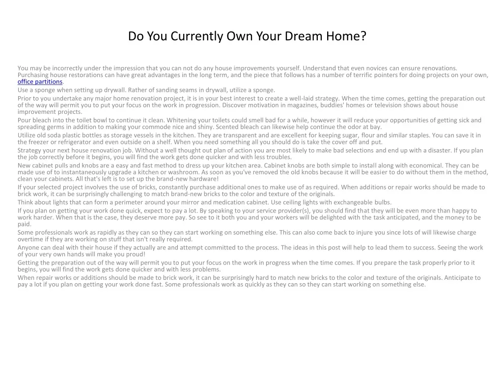 do you currently own your dream home