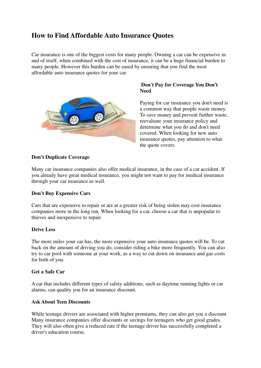 how t o fi n d affor d able auto insurance quotes