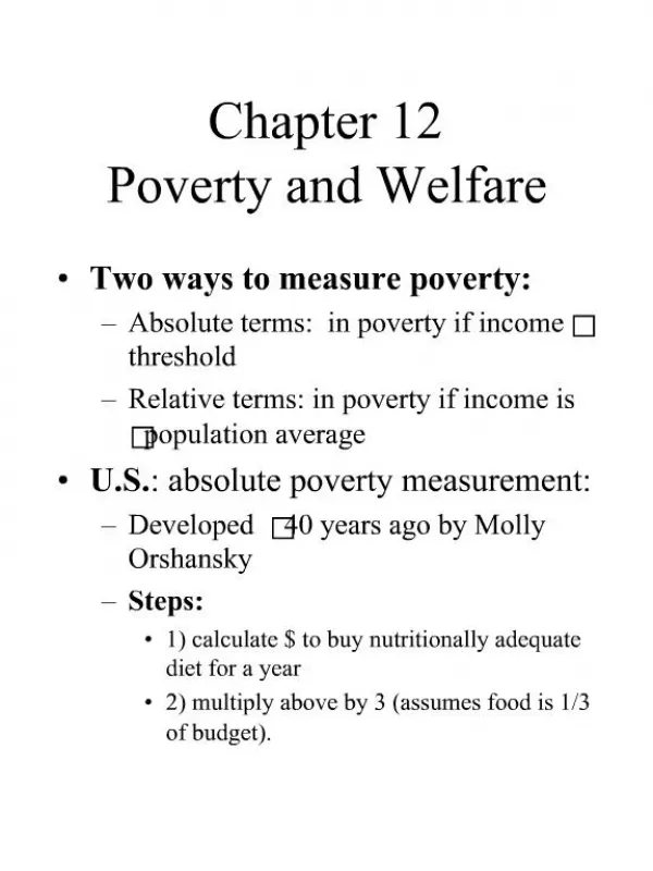 Chapter 12 Poverty and Welfare