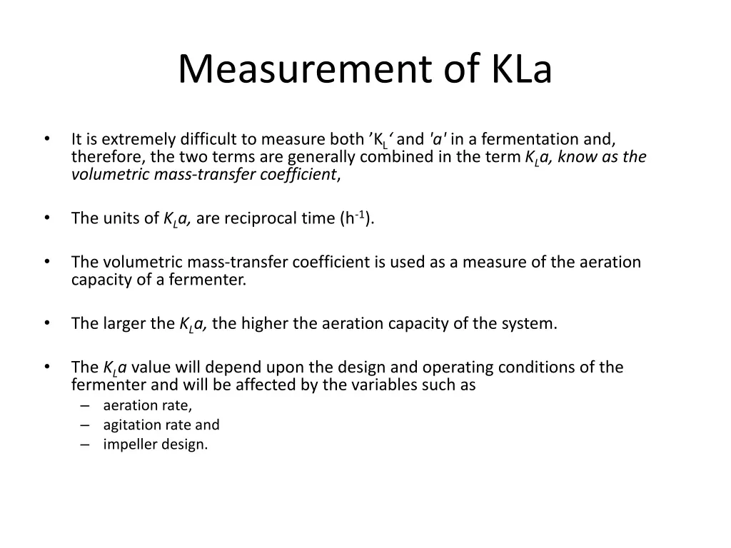 measurement of kla