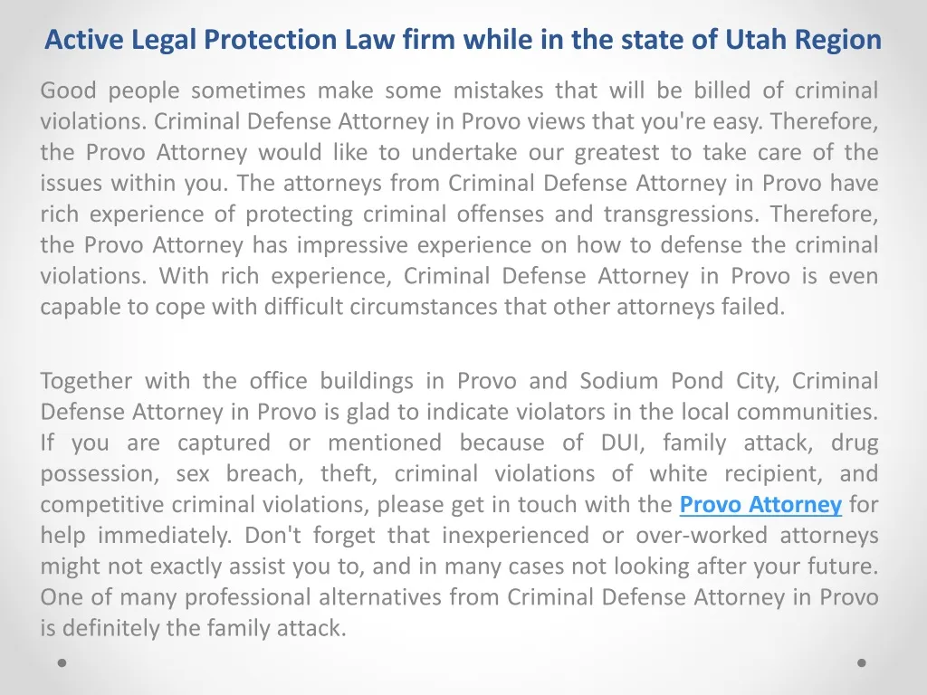 active legal protection law firm while in the state of utah region