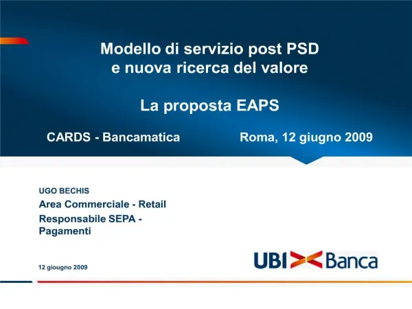 modello di servizio post psd e nuova ricerca del valore la proposta eaps cards - bancamatica roma,