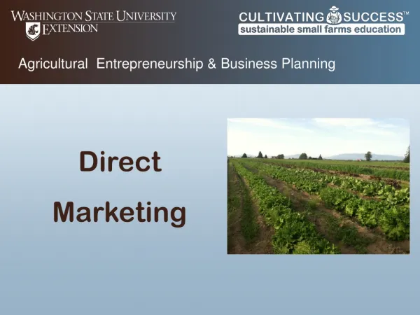 Agricultural Entrepreneurship &amp; Business Planning