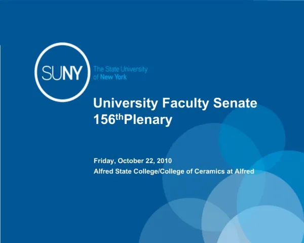 University Faculty Senate 156th Plenary