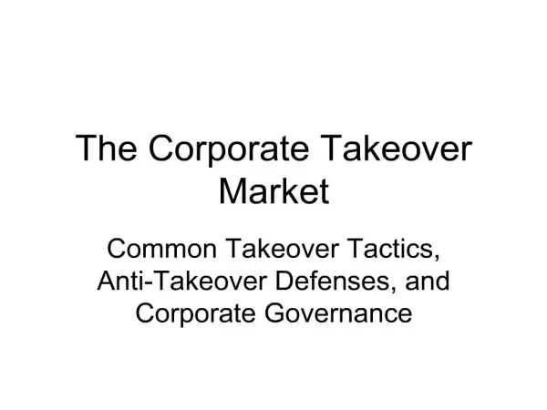 the corporate takeover market