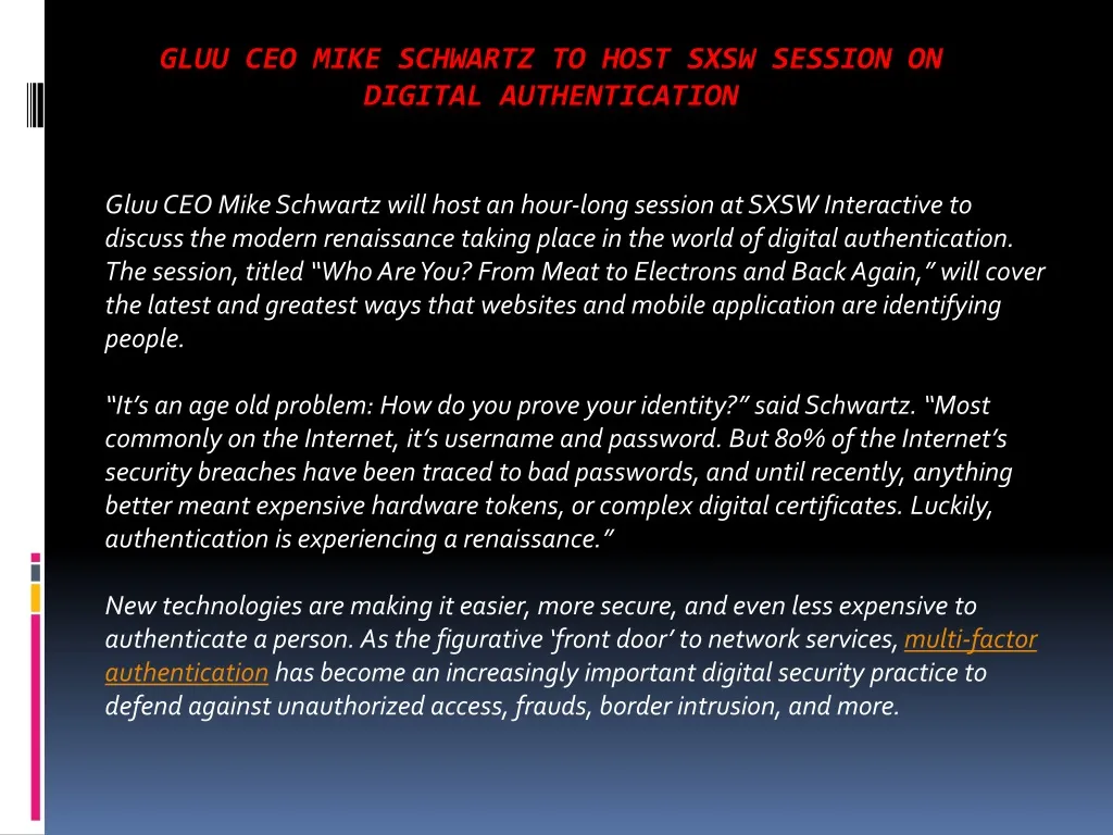 gluu ceo mike schwartz to host sxsw session on digital authentication