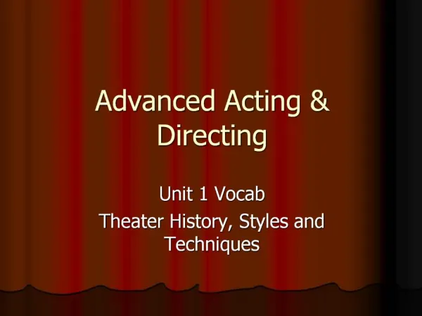 Advanced Acting Directing