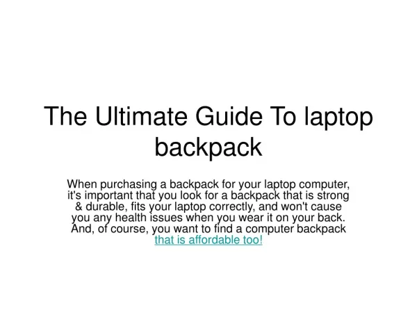 The Ultimate Guide To laptop backpack