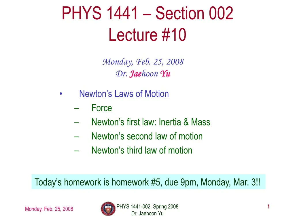 phys 1441 section 002 lecture 10