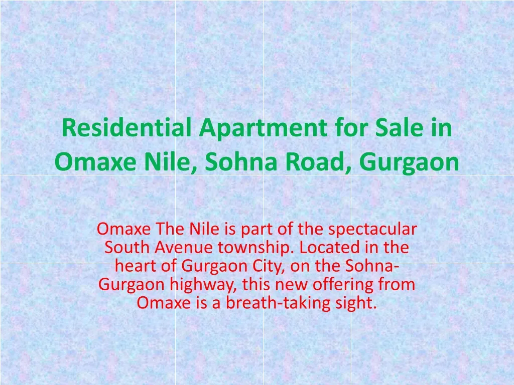 residential apartment for sale in omaxe nile sohna road gurgaon