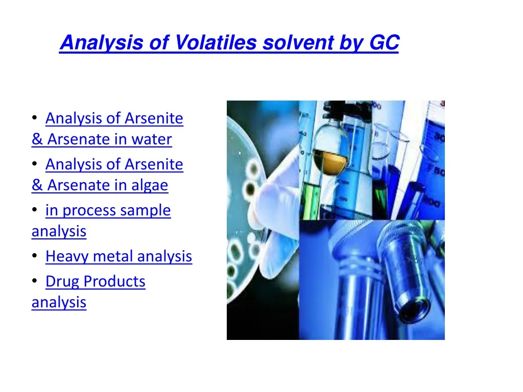 analysis of volatiles solvent by gc
