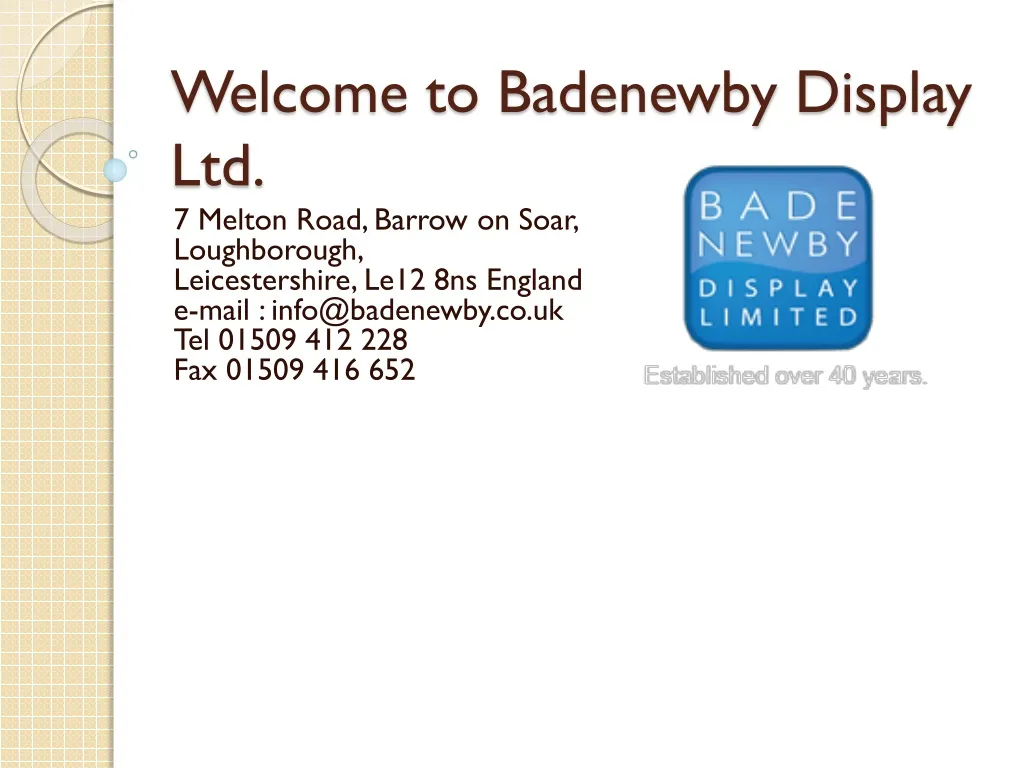 welcome to badenewby display ltd