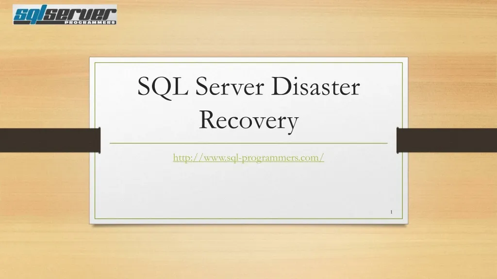 sql server disaster recovery
