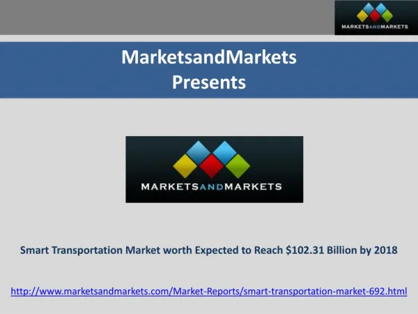 Global Smart Transportation Market worth Expected to Reach $
