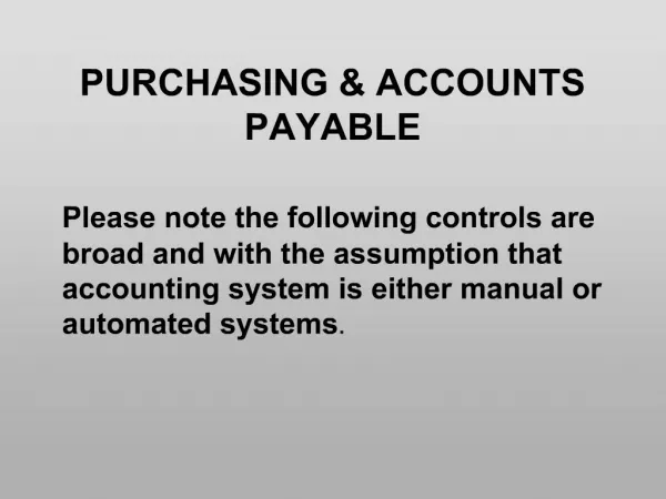 PURCHASING ACCOUNTS PAYABLE