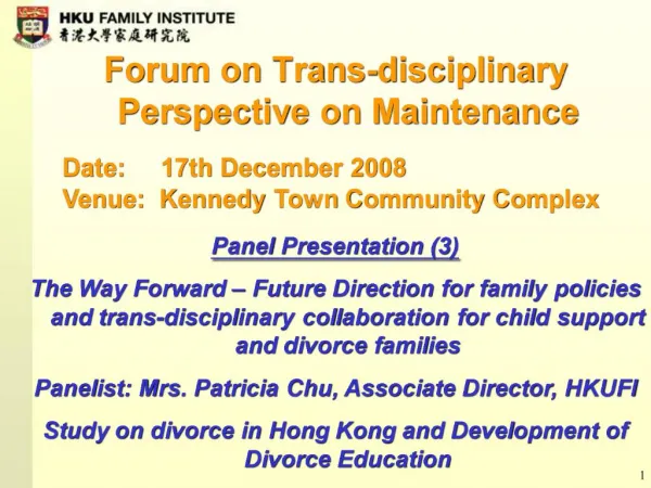 Forum on Trans-disciplinary Perspective on Maintenance