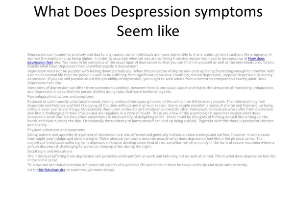 How does depression feel