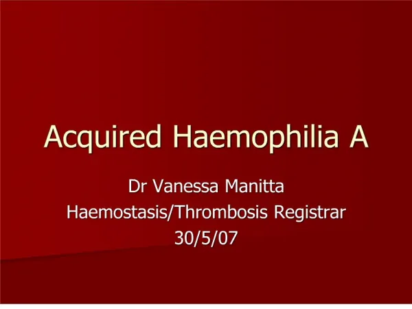 acquired haemophilia a