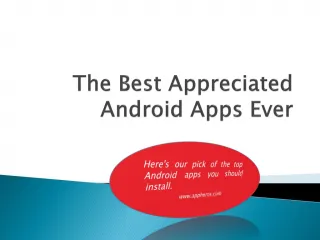 List of Most Appreciated Android Apps